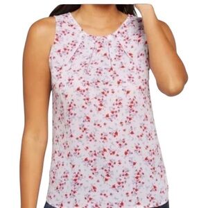 NWT 41 Hawthorn Lexie Pleated Sleeveless Floral Blouse Stitch Fix 2X